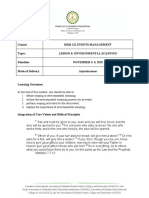 Course: HRM 121 Events Management Topic: Lesson 8: Environmental Scanning