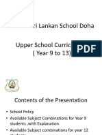 Stafford Sri Lankan School Doha Upper School Curriculum (Year 9 To 13)