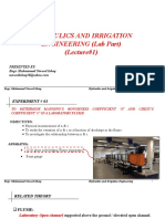 Hydraulics and Irrigation Engineering (Lab Part) (Lecture#1)