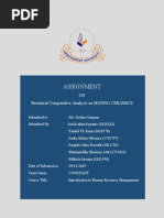 Assignment: ON Structural Comparative Analysis On MONNO CERAMICS