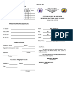 Parent/Guardian'S Signature: Poten& Eliseo M. Quesada Memorial National High School