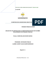 Trabajo Constitución Política de Colombia 1991 I-2021