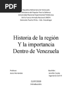 Historia de La Región Y La Importancia Dentro de Venezuela