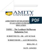 Topic - The Lockhart-Mcpherson Badminton Test: Assignment of Measurement and Evaluation in Physical Education