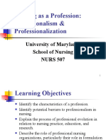 Nursing As A Profession: Professionalism & Professionalization