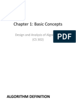 Chapter 1: Basic Concepts: Design and Analysis of Algorithm (CS 302)