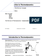 Introduction To Thermodynamics: Chapter 2 of Atkins: The First Law: Concepts Sections 2.1-2.2 of Atkins