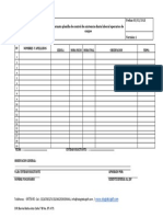 Planilla Control de Asistencia Diaria Laboral Operarios de Cargue