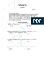 SA-II-2010-2011 Mathematics Class-X: Section-A (1 Mark Each)