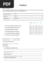 Restaurant Customer Feedback Form