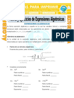 Teoria y Ejercicios de Expresiones Algebraicas para Sexto de Primaria