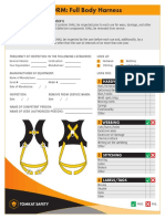 INSPECTION FORM: Full Body Harness: Frequency of Inspection in The Following Categories: Look at