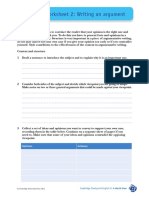 Worksheet 2: Writing An Argument: Opinions Evidence