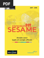 Annales Concours Sesame