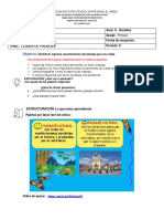 Guia de Trabajo de La Semana #1 Periodo 2 Clases de Paisajes C.sociales Grado 1°