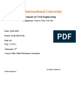 Fluid Mechanics Sessional CE 262