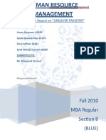 Fall 2010 MBA Regular Section B (BLUE) : Final Term Report On "UNILEVER PAKISTAN"