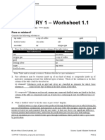 CHEMISTRY 1 - Worksheet 1.1: Pure or Mixture?