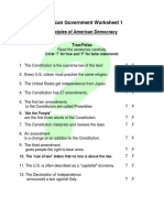 American Government Worksheet 1: Principles of American Democracy