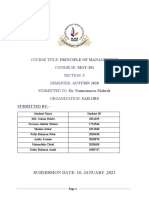 Course Title: Principle of Management Course Id: Mgt-201 Section: 5 Semester: Autumn 2020 SUBMITTED TO: Dr. Nazmunnesa Mahtab Organization: Sailors