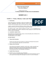 TOPIC 1: Vision, Mission, Goals and Objectives: Abe 510: Agricultural Products Process Engineering