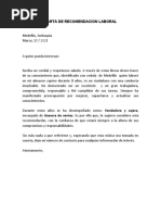 Carta de Recomendacion Laboral