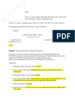 Activity 3. Answer As Required.: (Price (P in Pesos), Number Sold) : (15.00, 5), (7.50, 15), (9.00, 15), and (12.00,15)