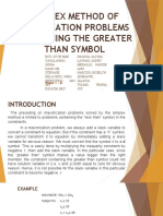 Simplex Method of Maximization Problems Containing The Greater Than Symbol