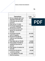 Financial Transaction Worksheet