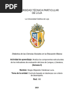 Analiza Los Componentes Estructurales de Los Indicadores de Evaluación Del Área de Lengua y Literatura.