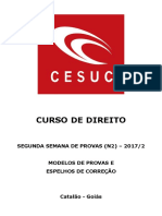 Curso de Direito: Segunda Semana de Provas (N2) - 2017/2