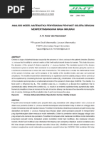 Analisis Model Matematika Penyebaran Penyakit Kolera Dengan Mempertimbangkan Masa Inkubasi