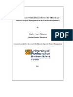 An Evaluation of Critical Success Factors For Efficient and Effective Project Management in The Construction Industry