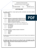 Atividade - Níveis de Organização Celular 7º Ano Cefpmrgs 2021