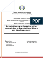 Articulation Entre La Region Et Les Contraintes Et Les Solutions Liées À Son Developpement