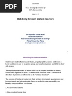 Stabilising Forces in Protein Structure: E-Content M.Sc. Zoology (Semester II) CC7-Biochemistry Unit: 3.2