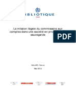 La Mission Légale Du Commissaire Aux Comptes Dans Une Société en Procédure de Sauvegarde