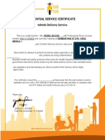 Essential Service Certificate - Format