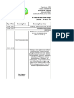 Weekly Home Learning Plan For Grade 11: Caraga Administrative Region Division of Surigao Del Norte