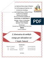 L'élimination de Méthyle Orange Par Adsorption Sur L'argile Natural