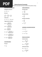 Biomechanical Formula Sheet