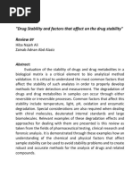 Drug Stability and Factors That Affect On The Drug Stability