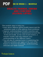 Quarter Iii Week 1 - Module: Health Trends, Issues and Concern (Global Level)