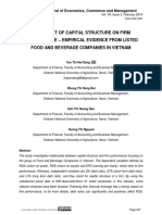 The Impact of Capital Structure On Firm Performance - Empirical Evidence From Listed Food and Beverage Companies in Vietnam