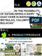 I. Title: "A Study On The Feasibility of Establishing A Dairy Goat Farm in Barangay Meysulao, Calumpit, Bulacan"