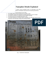 Transformer Name Plate Data