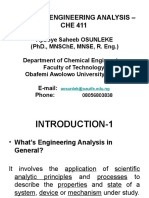 Chemical Engineering Analysis - CHE 411