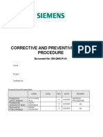 SIEMENS Corrective and Preventive Action