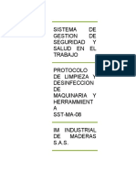 Sst-Ma-08 Procedimiento de Limpieza y Desinfeccion de Maquinas y Herramientas