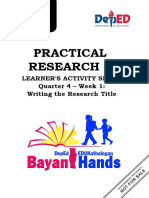 Practical Research 1 - G11 - Q4 - LAS - Week1